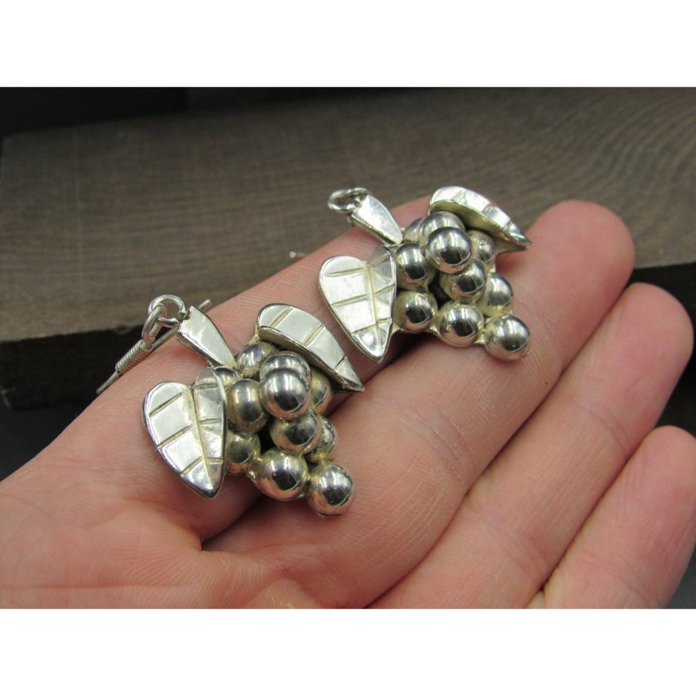 Sterling Silver Large Heavy Grape Cluster Rustic … - image 2